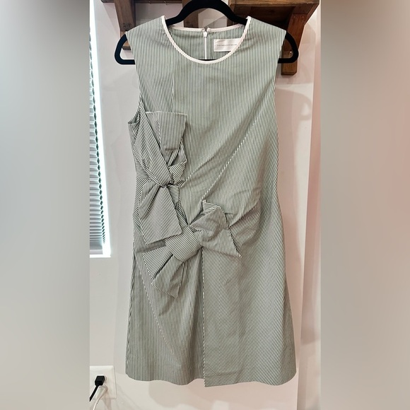 NWOT Victoria Beckham Double Knot Green White Sleeveless Dress Size 4 - Picture 1 of 13
